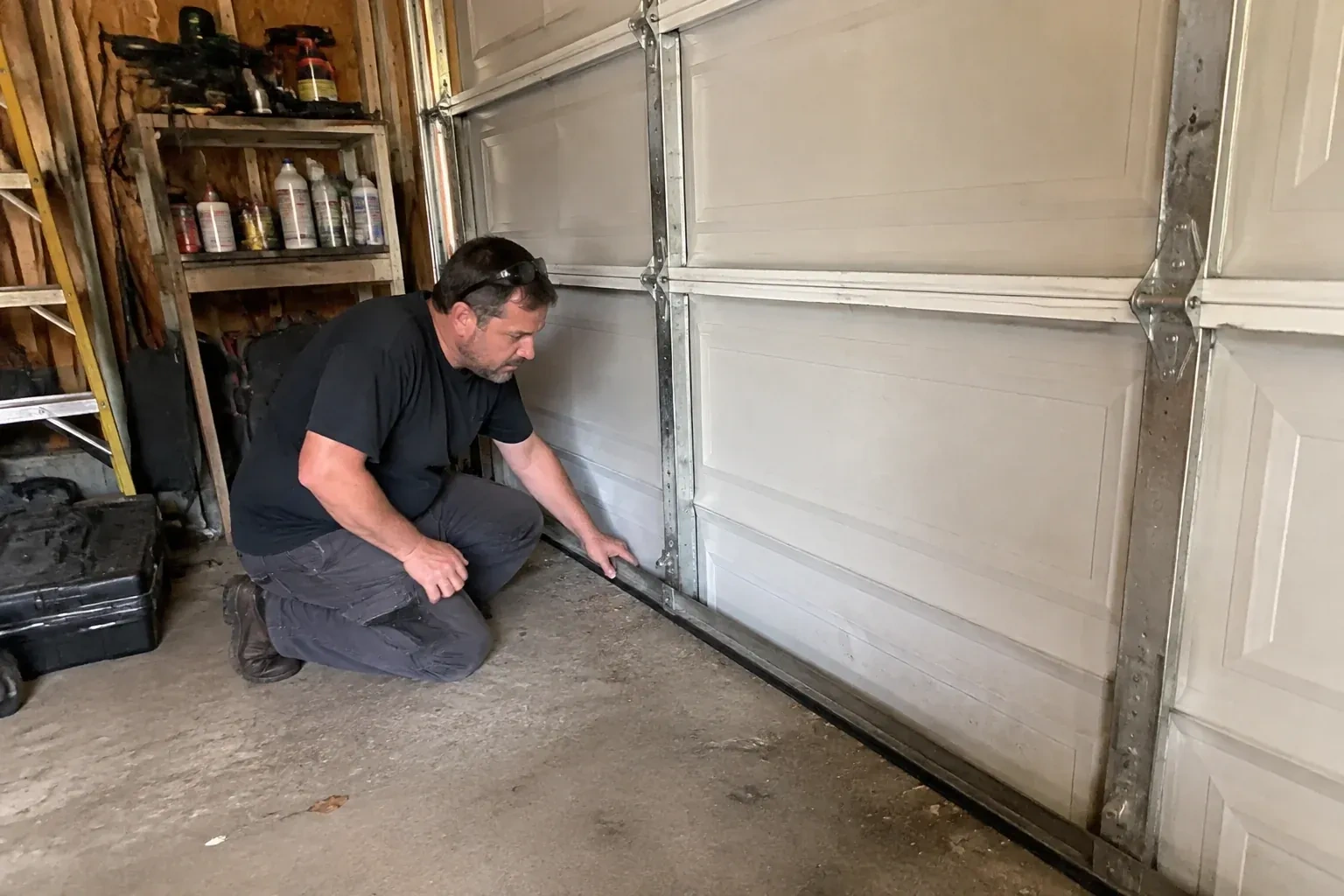 Illustrative garage doors scene; not an actual job — Garage Door Roller Replacement, Kitchener